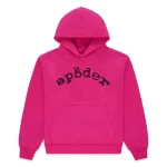 Sp5der Rhinestone Logo Hoodie Pink
