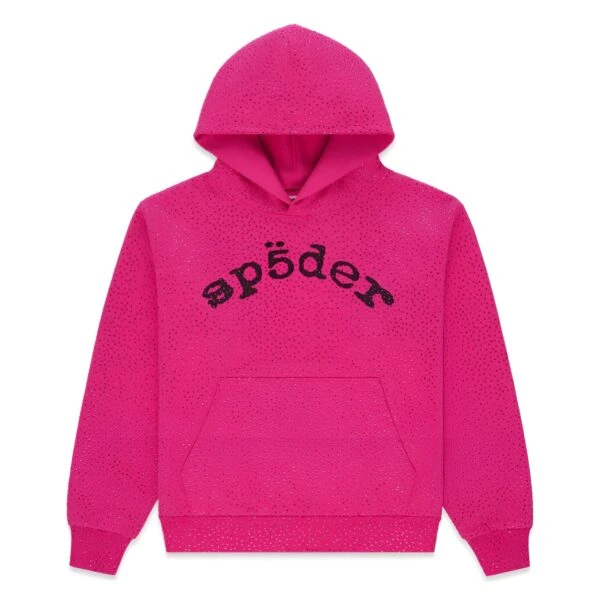Sp5der-Rhinestone-Logo-Hoodie-Pi Sp5der Rhinestone Logo Hoodie Pink