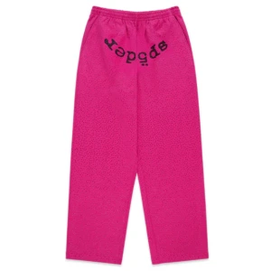 Sp5der Rhinestone Logo Sweatpants Pink