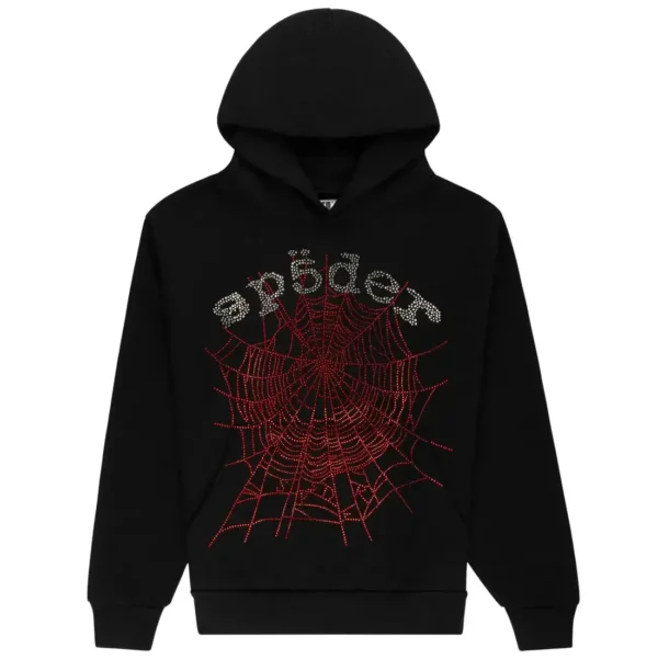 Sp5der-Rhinestone-OG-Web-V2-Hood Sp5der Rhinestone OG Web V2 Hoodie Black